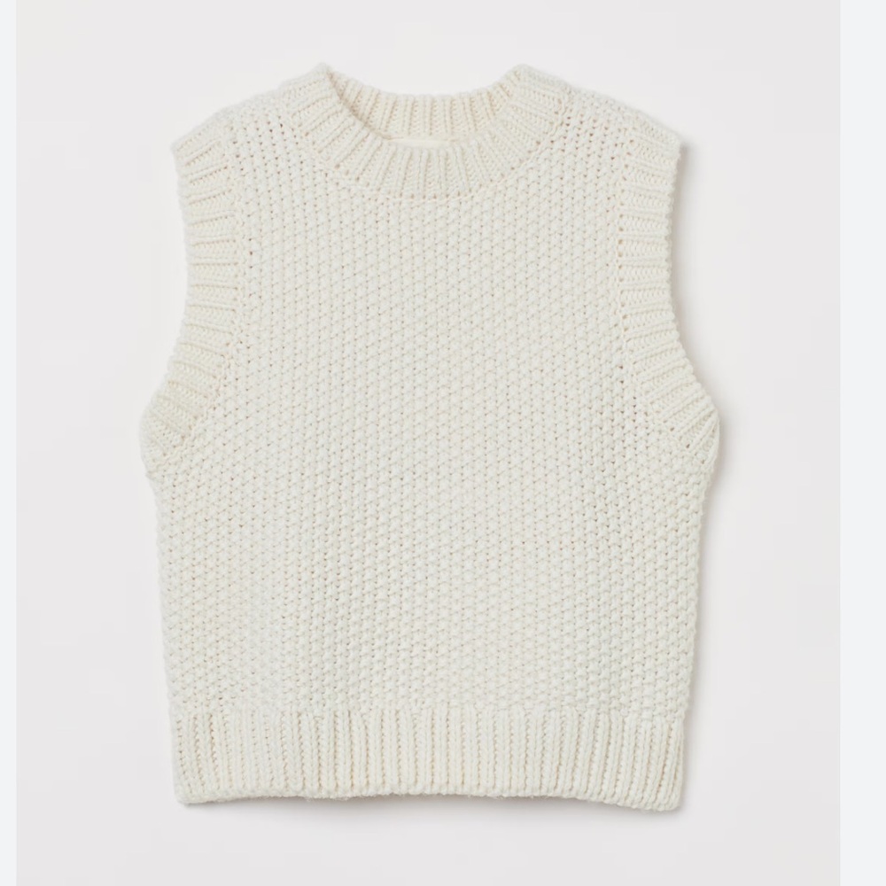 H&M KNIT SWEATER VEST | Cream | Size XS | sweater vest